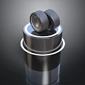 Two Car Tires Placed On A Shiny Metal Cylinder Stand Background