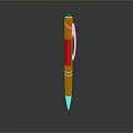 Sleek Shiny Red Pen With Silver Clip In Upright Position On Gray Background