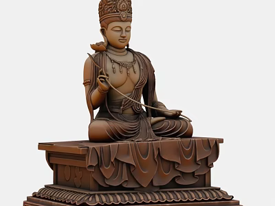 Exquisite Buddha Sculpture Carving With Intricate Details Sitting Posture Lotus And Ornate Base 3d model