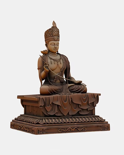 Exquisite Buddha Sculpture Carving With Intricate Details Sitting Posture Lotus And Ornate Base 3d model