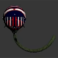 Red Blue White Striped Astronaut Helmet With Visor And Green Breathing Tube