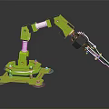 Green Industrial Robotic Arm With Base And Mechanical Gripper For Precision Operation
