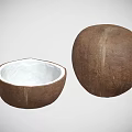 Fresh Whole and Halved Coconut with White Flesh Tropical Fruit Snack