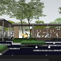 Modern gallery landscape gallery waterscape overlapping water 3d model