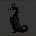 Mythical Black Dragon Game and Movie Character With Wings Purple Belly and Yellow Eyes