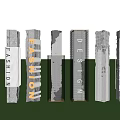 Garden Decorative Pillars With Various Designs And Fashion Lettering On Green Grass