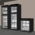 Modern Black Kitchen Appliances With Glass Door Cabinets In Different Sizes For Dish Storage