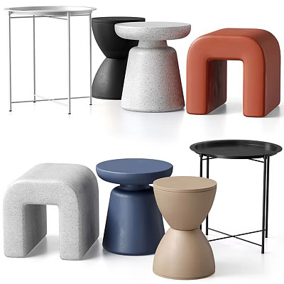 Modern Side Tables With Various Colors Stylish Designs And Geometric Shapes 3d model