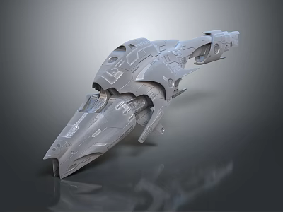 Futuristic Grey Sci Fi Spaceship Model With Detailed Mechanical Structure And Armored Surface 3d model