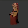 Game Movie Character Wearing Red Cape With Golden Headpiece And Ornaments