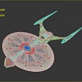 Futuristic Starship Model Design Featuring Disc Shaped Hull And Red Accent Warp Engines
