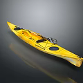 Yellow Wooden Kayak With Comfortable Seat And Paddle Holder For Recreational Water Sports