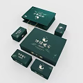 Household Supplies Green Packaging Boxes Featuring White Patterns And Various Sizes