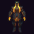 Mythical Horned Character And Fiery Creature With Glowing Lava Veins And Muscular Build