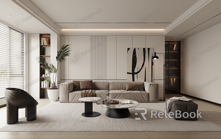 Living room high gray living room minimalist living room sofa coffee table model