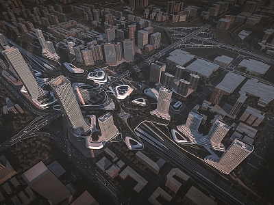 modern city, urban planning, high-speed rail, new city 3d model