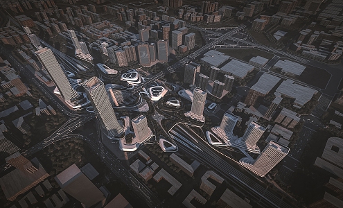 modern city, urban planning, high-speed rail, new city 3d model