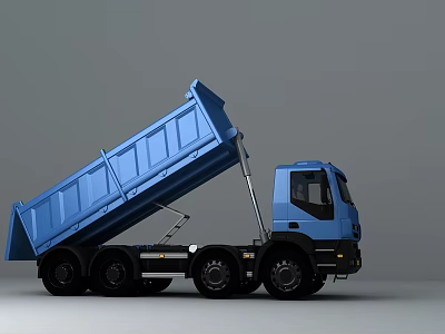 Blue Utility Dump Truck With Tipping Bed For Heavy Duty Construction Use 3d model