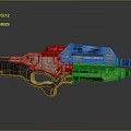 Futuristic Sci Fi Weapon With Metallic Body Green Accents And Detailed Mechanical Structure