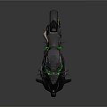 Sleek Black Motorcycle Featuring Green Accents And Modern Sporty Design Elements