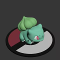Bulbasaur Pokemon Character With Green Body Red Eyes And Plant Bulb On Circular Platform