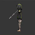 Black Hoodie With Green Cuffs Drawstrings And Khaki Pants Casual Outfit