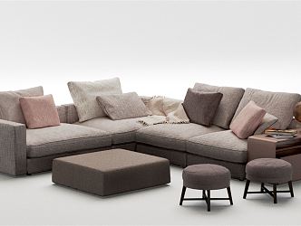 Modern combination sofa combination seat sofa stool 3d model