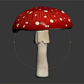 Vibrant Red Mushroom Vegetable with White Spots and White Stem on Dark Background