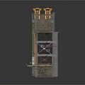 Industrial Equipment Featuring Concrete Structure Yellow Top Machinery Metal Frame Platform And White Boxes