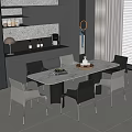 Modern Dining Table and Chair Combination Rectangular Dining Table and Chair Marble Dining Table Leather Dining Chair Sideboard 3d model