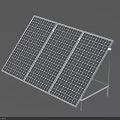 Solar Panel System With Tilted Frame And Multiple Panels On Metal Support 3d model