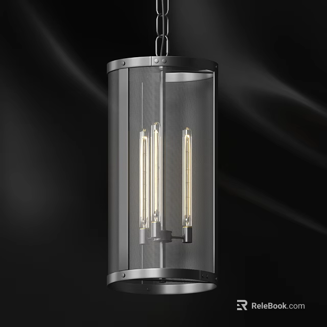 Modern Contemporary Chandelier With Transparent Shade Metal Frame And Long Bulbs 3d model 
