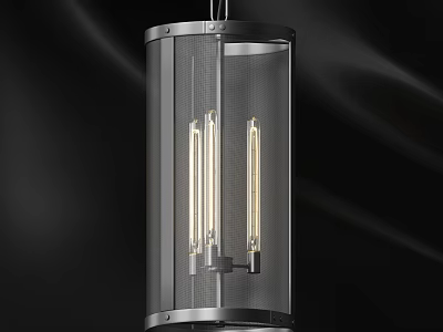 Modern Contemporary Chandelier With Transparent Shade Metal Frame And Long Bulbs 3d model