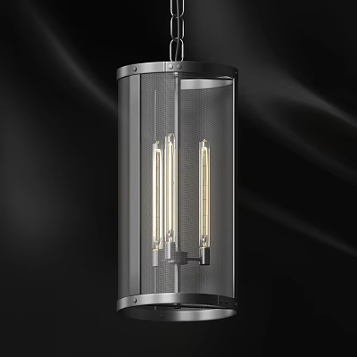 Modern Contemporary Chandelier With Transparent Shade Metal Frame And Long Bulbs 3d model