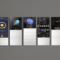 Modern Smart Switch Panels with Digital Displays Showing Temperature Humidity Time and Control Interfaces 3d model