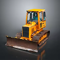 Yellow Tracked Bulldozer With Front Blade And Enclosed Cab Construction Vehicle