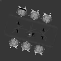 Modern Black Conference Table With Six Mesh Back Rolling Chairs And White Square Coasters