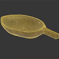 Vintage Handcrafted Wooden Scoop Bowl Featuring Textured Surface And Long Handle