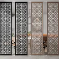Elegant Modern Room Divider With Intricate Carved Pattern For Interior Decor 3d model