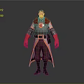 Game Film Character Knight in Gray Red Outfit With Red Gloves Belt and Chest Emblem