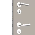 Multiple Chrome Door Handles On White Door With Modern Stylish Decorative Design