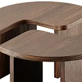 Modern Minimalist Wooden Curved Tables With Walnut Structure And Smooth Surface