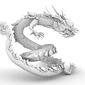 Detailed 3D Dragon Model With Scaled Body And Curved Mythical Design