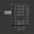 Industrial Factory Building With Metal Structure Gray Exterior Blue Panel And Slanted Silver Vent