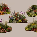 Colorful Diverse Garden Plant Combinations With Flowers Shrubs And Herbs