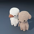 Two Adorable Plush Toys With White Duck And Light Brown Bear Shaped Design