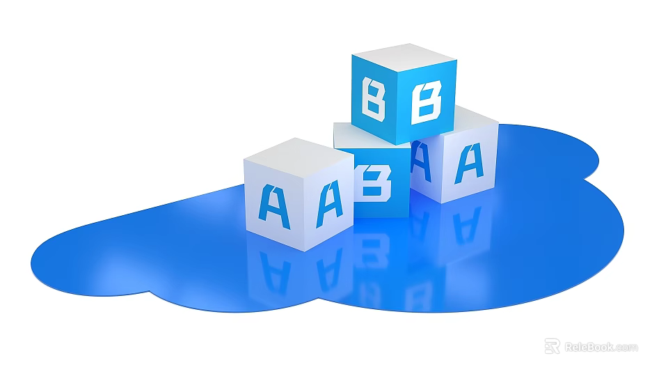 Stacked Floor Display With Blue White Letter Blocks Featuring A And B 3d model 