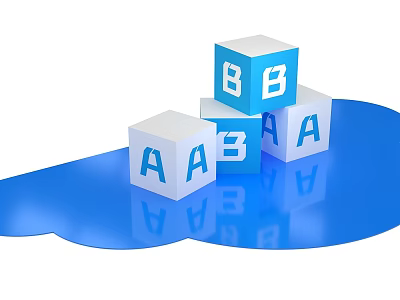Stacked Floor Display With Blue White Letter Blocks Featuring A And B 3d model
