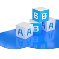 Stacked Floor Display With Blue White Letter Blocks Featuring A And B
