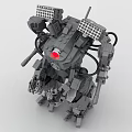 Mechanical Building Blocks Robot Model With Red Eye And Armor Joints Structure 3d model